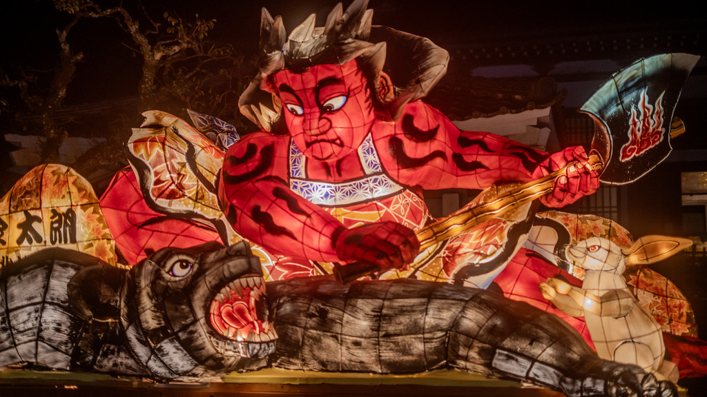 あしがら灯りの祭典で展示された金太郎ねぶた