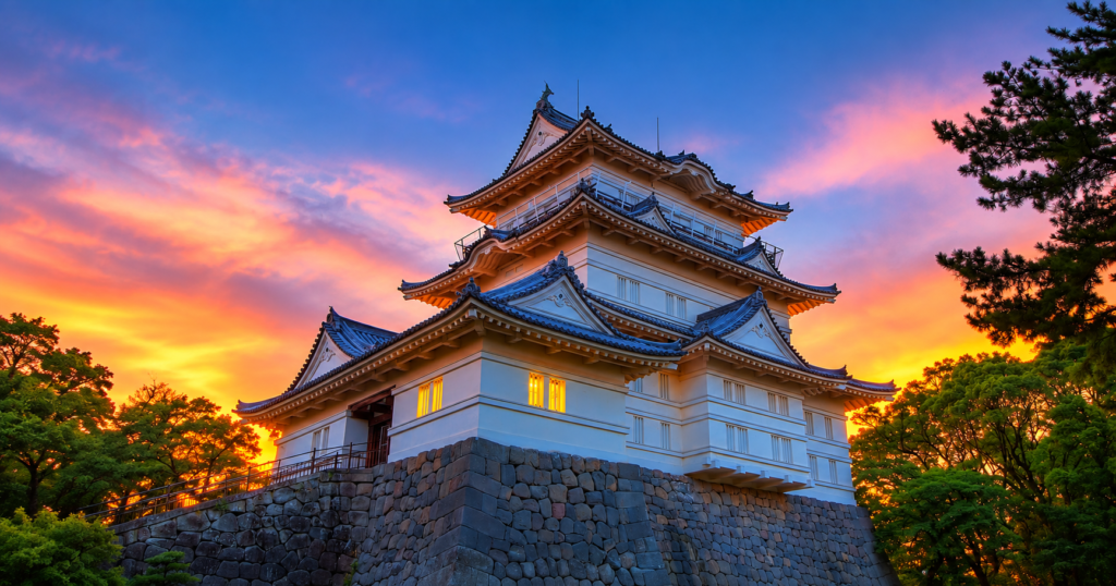 夕暮れに浮かぶ小田原城天守閣